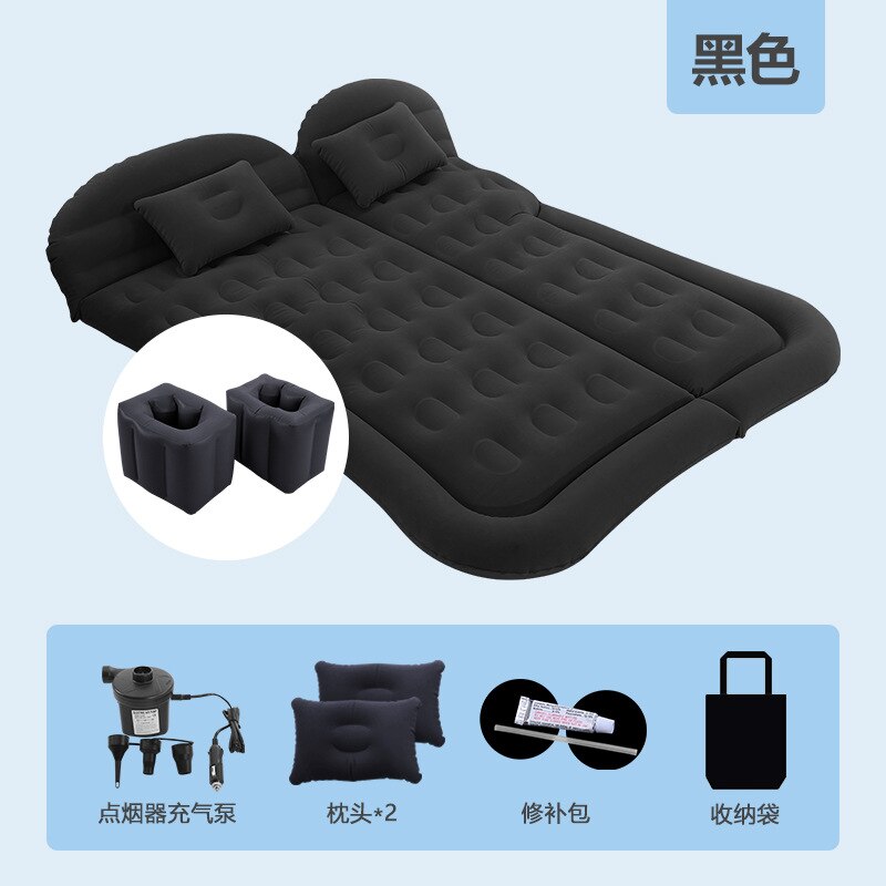 Universel SUV voiture voyage coussin de couchage voiture lit gonflable matelas d'air en plein Air Camping tapis enfant arrière échappement coussin voiture siège arrière: type2 SUV Black