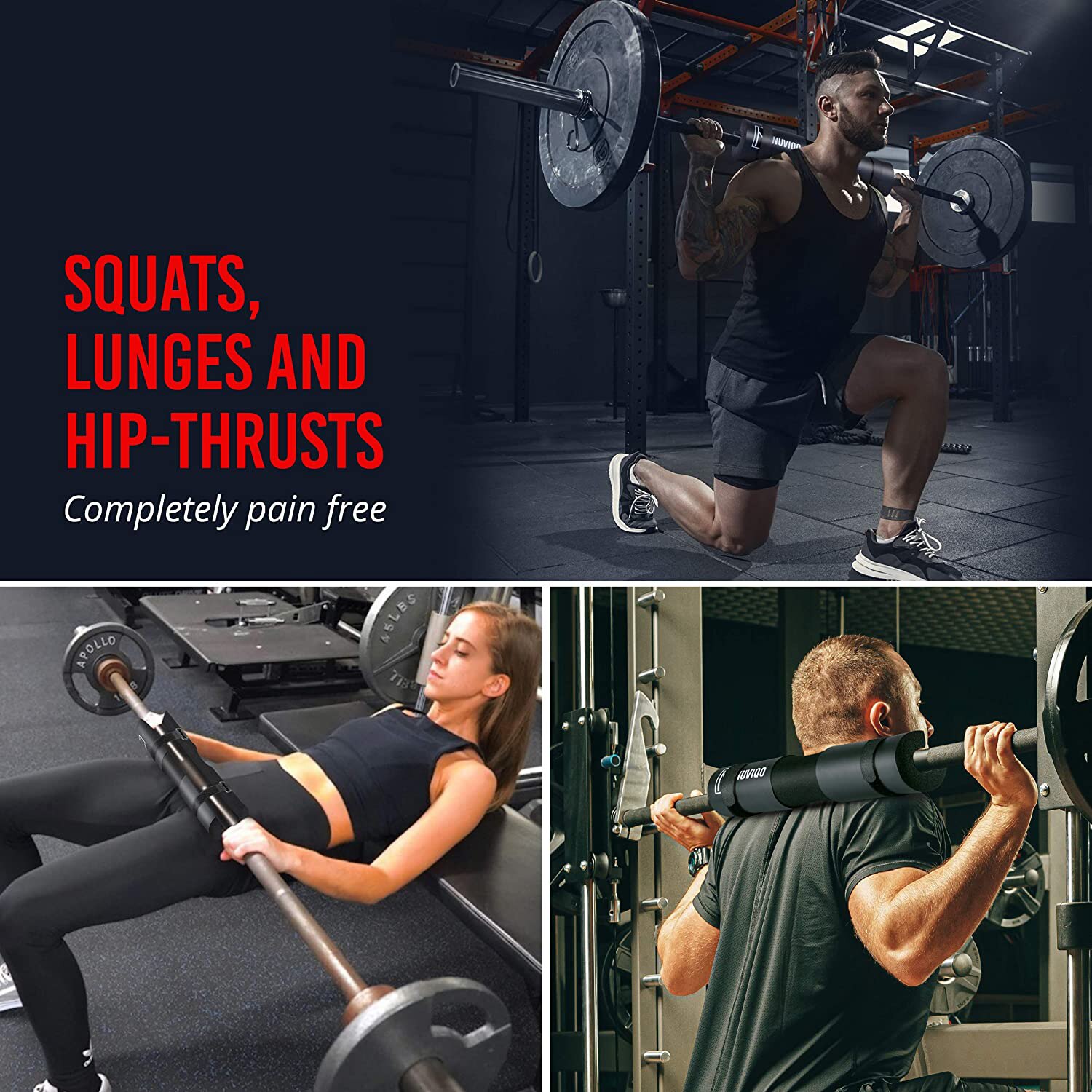 Almohadilla para sentadillas, mancuerna con correas de fijación, Protector para cuello y hombros, equipo de gimnasio para culturismo, levantamiento de pesas