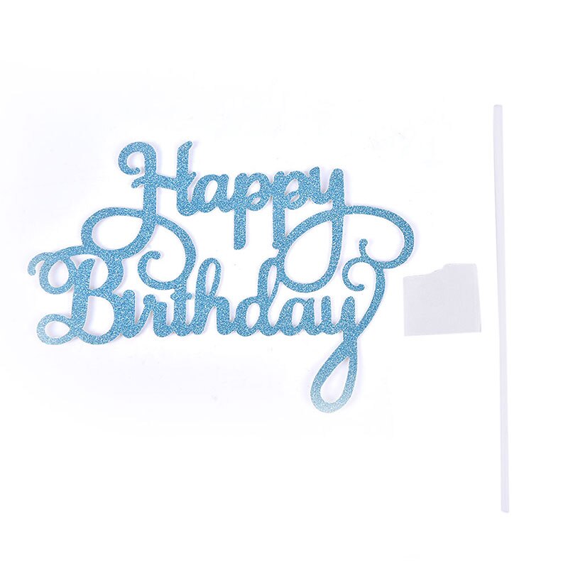 10pcs Glitter Paper Cake Topper Cupcake Birthday Party Happy Birthday Decor: Blue