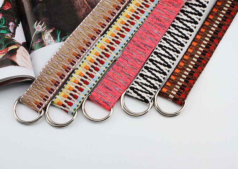 Lærred bælte forlænge lærred bælte litterær stil unisex studerende bælte trend d ring dobbelt spænde bælte