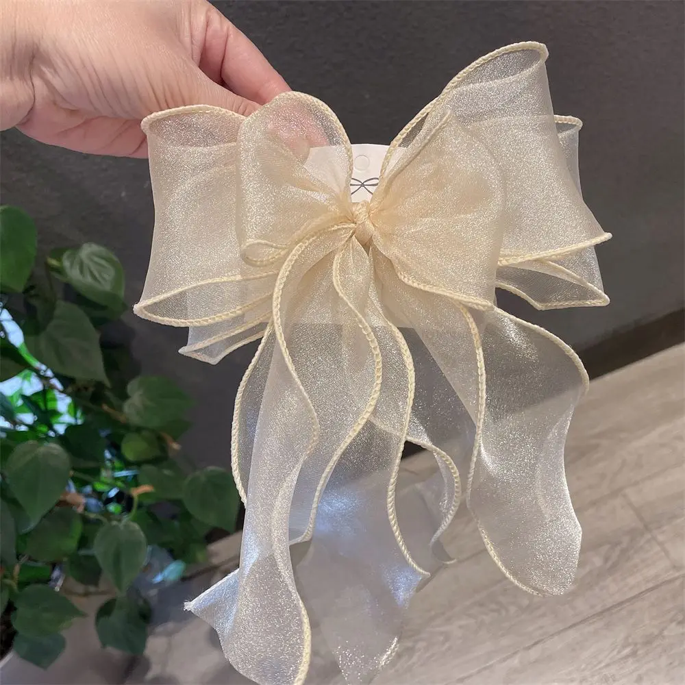 Presilha de cabelo de princesa coreana, grampo de cabelo multicamadas com laço de fita, grampos de cabelo para mulheres, acessórios de cabelo para meninas