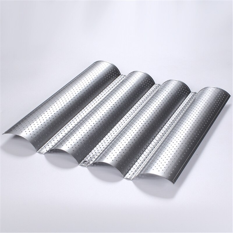 Amoliy French Stick Mould Carbon Steel 2/3/4 Groove Long Baguette Bread Baking Tray Mold Baguette Bake Mold Pan Bakery Tools: 4 Groove Silver