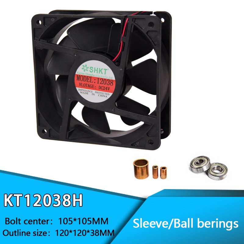 KT12038H Borstelloze Pc Case Cpu Cooler Cooling Dc Fan 2 Pin 12 V/24 V Mouw En Kogellager 120 Mm X 38 Mm