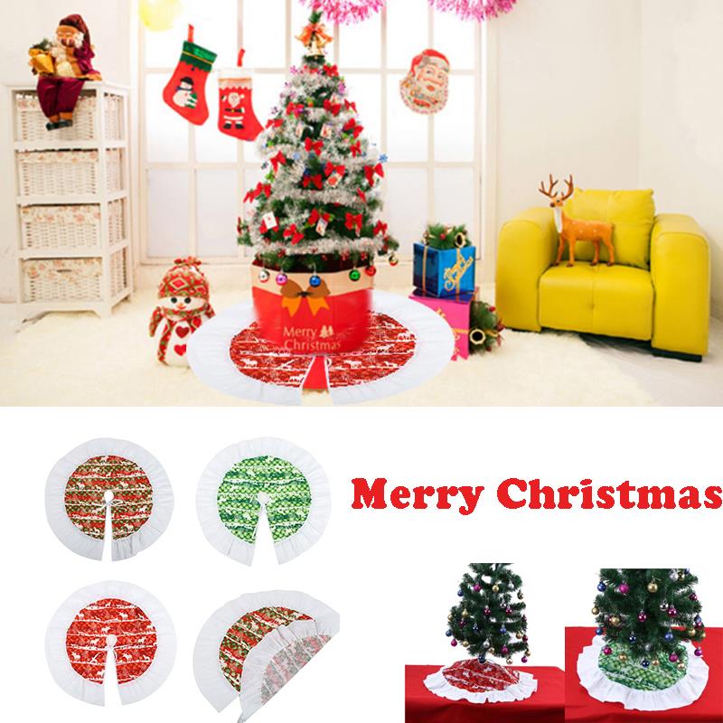 60CM Christmas Tree Skirt Deer Pattern Cover Decoration Supplies Small Size