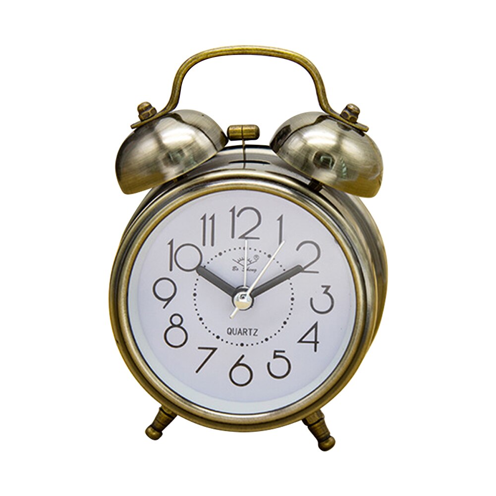 3 Inch Classical Alarm Clock Vintage Retro Silent Pointer Clocks Loud Alarm Clock with Dual Bell Night Light Bedside Bedroom: Bronze