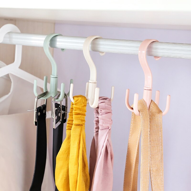 Practical Multi-purpose Scarf Hanger Belt Bag Storage Shelf 360 Degrees Rotatable Convenient And Durable Green Pink Beige