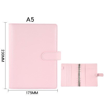 A6/a5 ring dagbog læder cover cover genopfyldelig notesbog fil mappe notesblok personlig bindemiddel ugentlig planlægger/dagsordner: Lyserød  a5