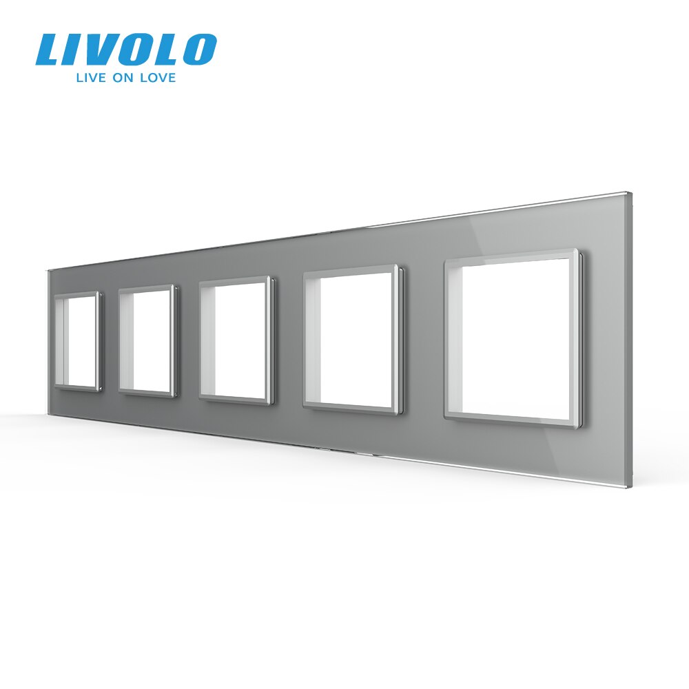 Livolo Eu Standaard Luxe 3 Kleuren Crystal Glass Switch Panel, 364Mm * 80Mm,, vijfvoudig Glass Panel Voor Muur Socket C7-5SR-11: Grey
