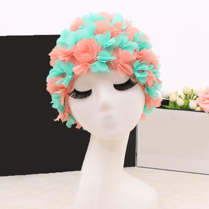 Swim Pool Swimming Cap Hat Free size for Women Petals Bathing Cap: Color10