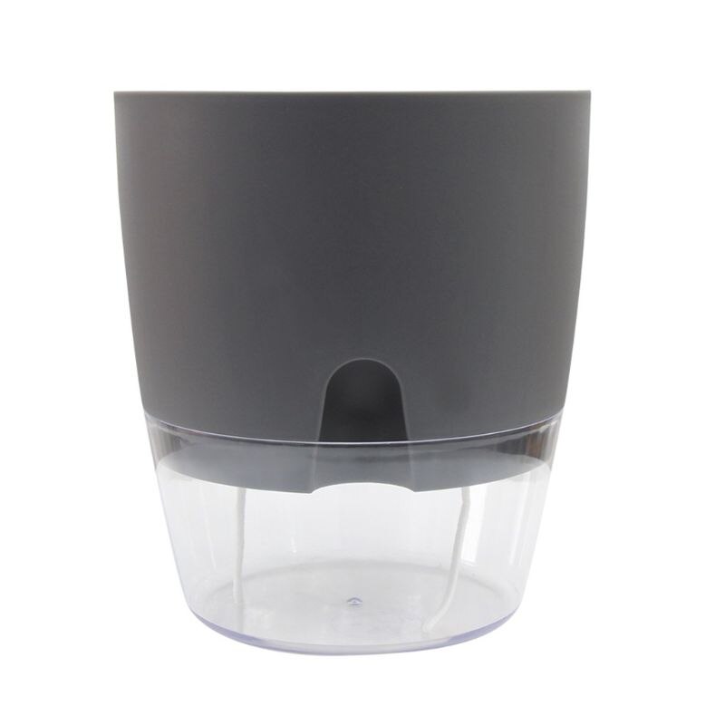Self Watering Planter Handgemaakte 2 Layer Self Watering Plant Bloem Pot Met Water Container Huis Tuin Decor Ronde Bloempot: Grey / S