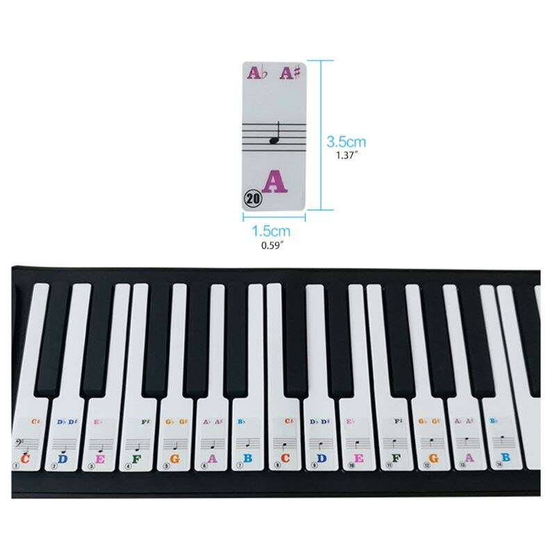 Piano Keyboard Stickers Specially for 61 Key.Colorful Bigger Letter Removable