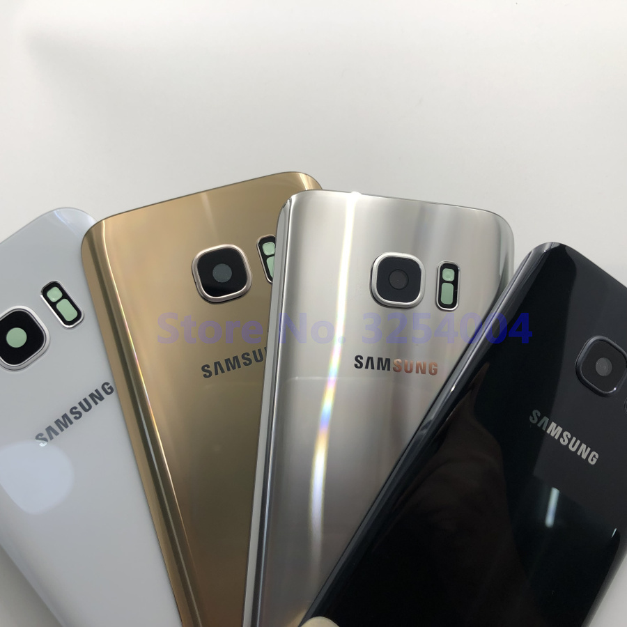 Para Samsung Galaxy S7 Edge G935 S7 G930 batería cubierta trasera carcasa de repuesto piezas de reparación + Marco de lente de cristal de la cámara del oído