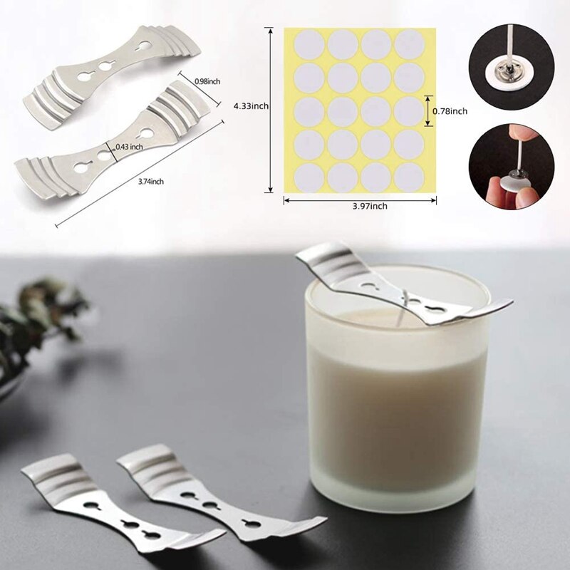 DIY Candle Making Set, 550Ml Pouring Pot with Scale+100Pcs Candle Wicks+20Pcs Wood Natural Candle Wicks with Metal Stands+100Pcs