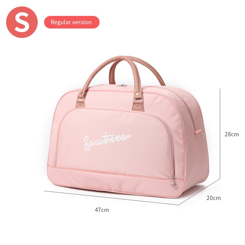 Female Travel Bags Women Large Capacity Hand Cabin Luggage Bags Casual Shoulder Weekend Bag: S  Regular PINK