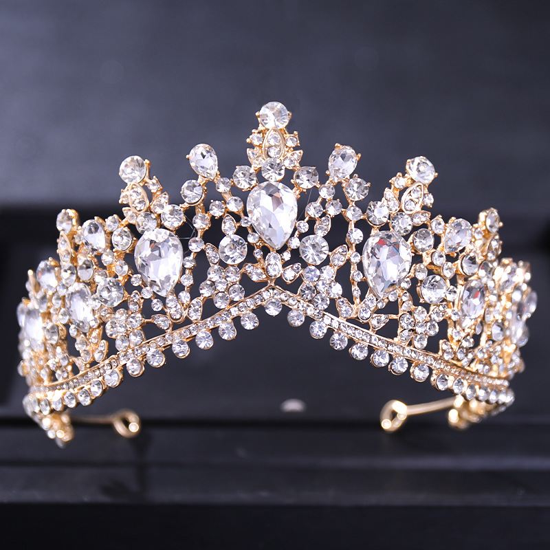 Ensemble de bijoux en cristal baroque pour patients, biscuits, diadème de Rh, diadème pour femmes, accessoires pour cheveux de mariage: COULEUR OR ROSE