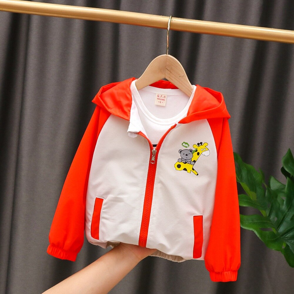 Casual Baby Jongens Jas Cartoon Giraffe Hooded Herfst Rits Vesten Jassen Kinderen Kids Zuigelingen Uitloper Casaco S11054