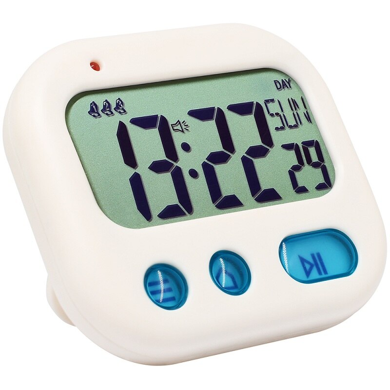 TXL student countdown, stopwatch, vibrate or ringing, mini travel clock, pocket clock, alarm clock, small clock: White
