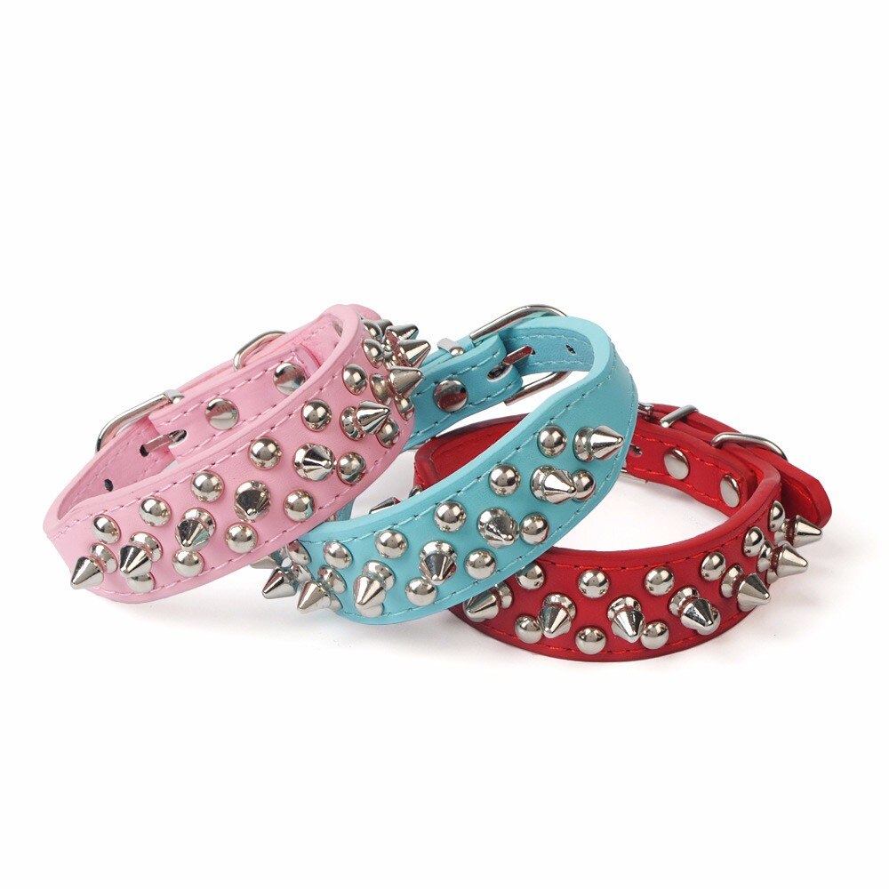 Cool Cat Dog Collar Cats Dog Leather Spiked Studded Collars For Small Medium Dogs Cats #TD