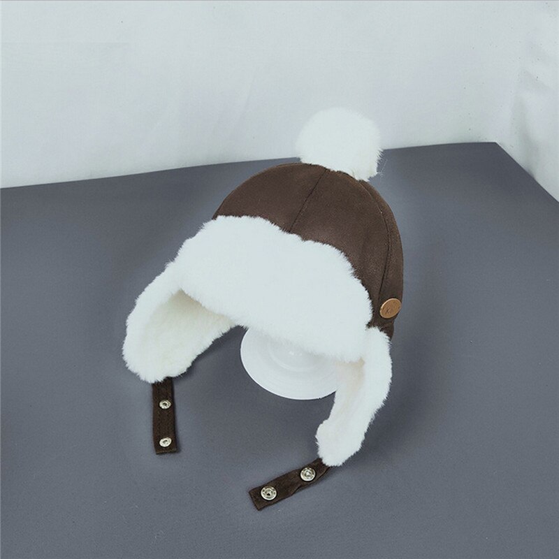 3 Colors Toddler Beanie Hat Simple Style Bomber Hats Casual Thicken Ear Hats Kids Winter Warm Plush Caps Beanie Hats