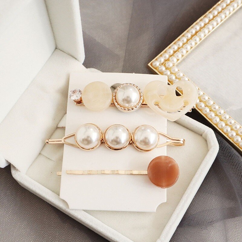 3PCS Korea Vintage Zoete Parel Haarspeldjes Parels Haarspelden Geometrische Bloem Barrett Vrouwen Haaraccessoires Hairgrip: 9