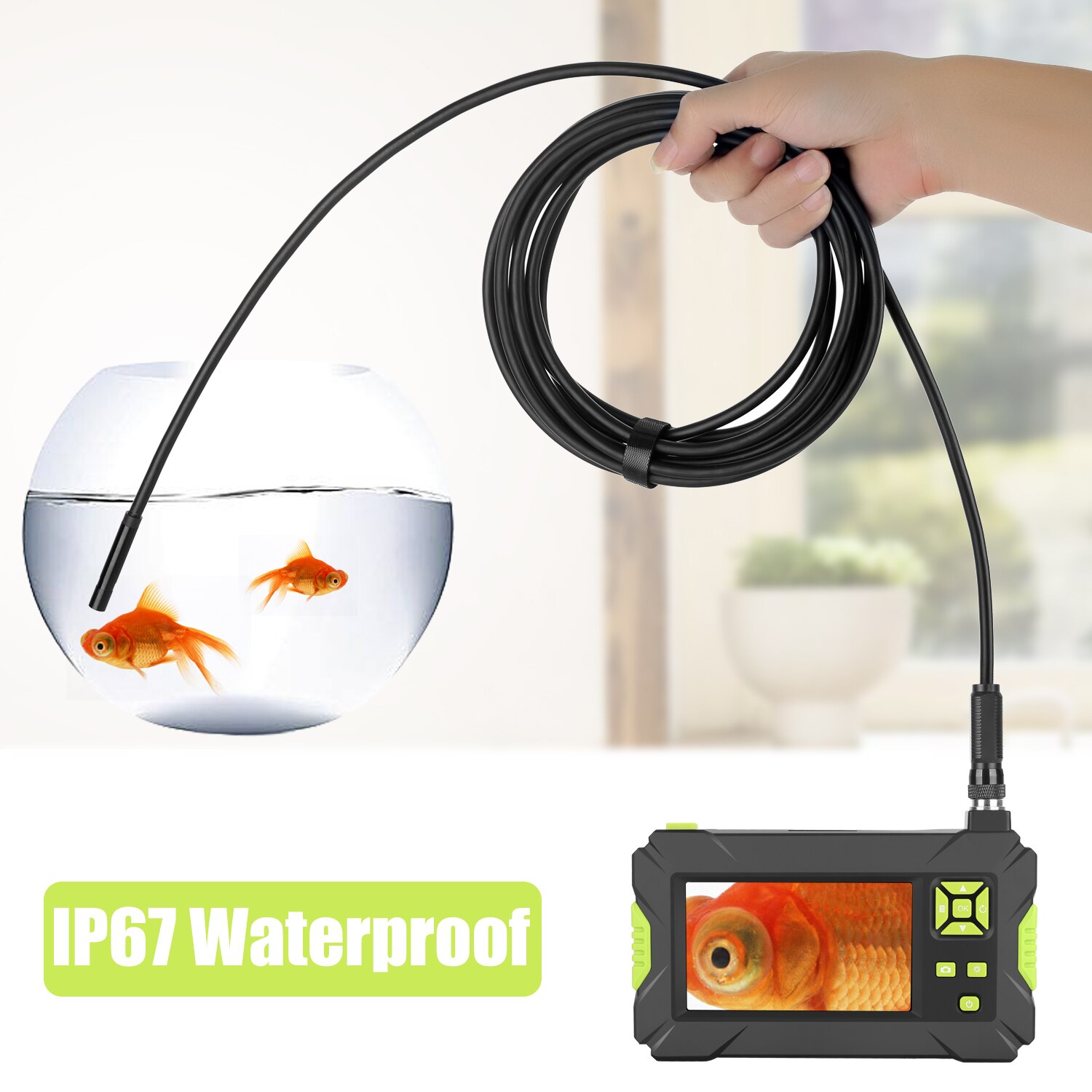 Endoscope 4.3 pouces LCD, écran couleur 1080P, portatif, industriel et domestique, avec 8 led, objectif de 8mm de diamètre