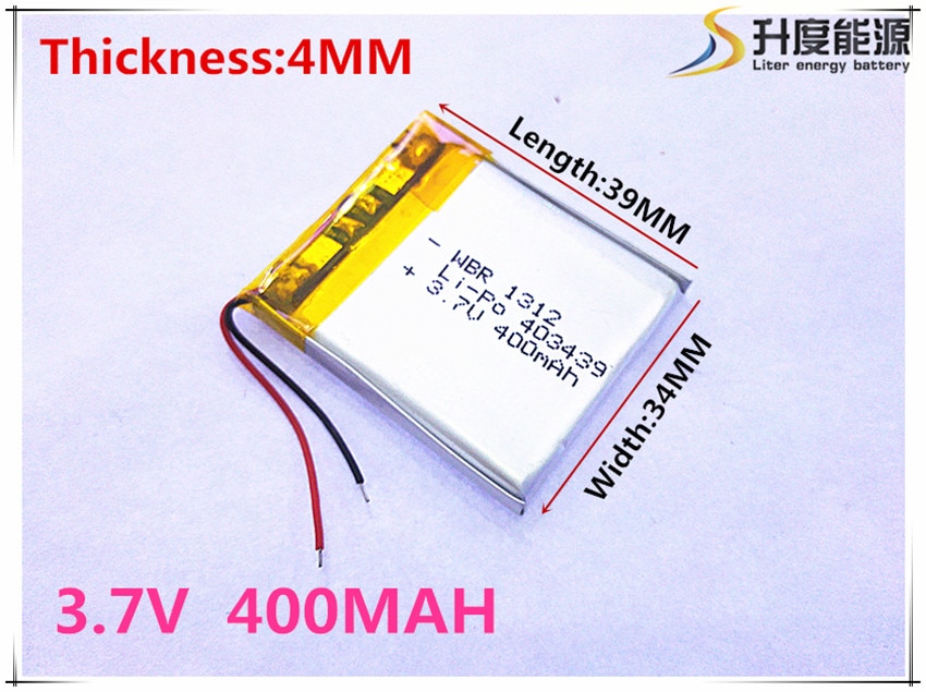 Polymer batterij 400 mah 3.7 V 403439 smart home MP3 luidsprekers Li-Ion batterij voor dvr, GPS, mp3, mp4, mobiele telefoon, luidspreker