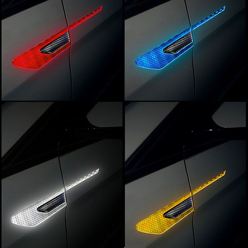 2Pcs/Set Car Reflective Safety Warning Strip Tape Car Bumper Reflective Strips Secure Reflector Stickers Decals