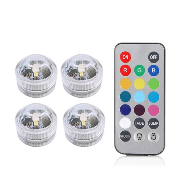 Battery Operated RGB Submersible LED Underwater Light Night Lamp for Fish Tank Pond Swimming Pool Wedding Party Vase Bowl: 4 lamp 1 controller