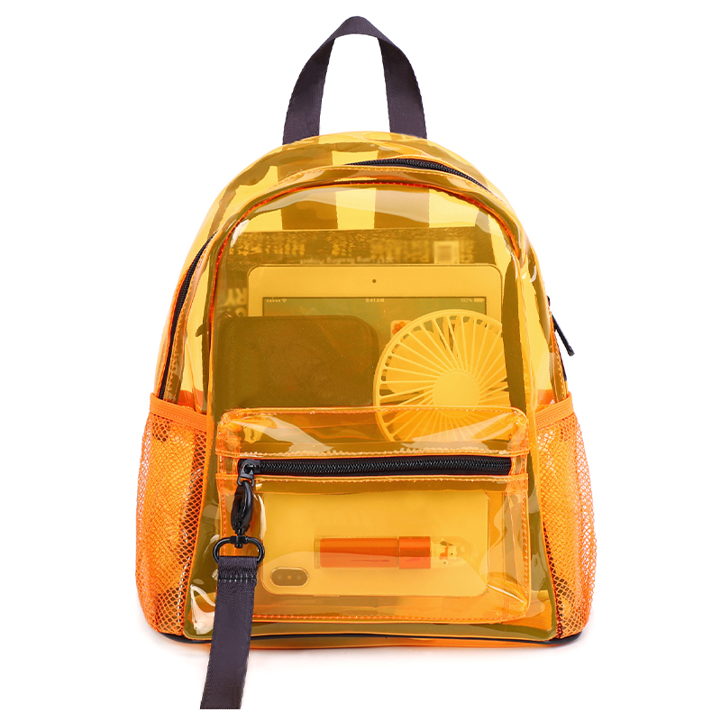 TINYAT Clear Transparent Backpack for Women, Female Cute Ita School Bag, Waterproof and Fashionable, Ideal for Sports, Concerts: Orange