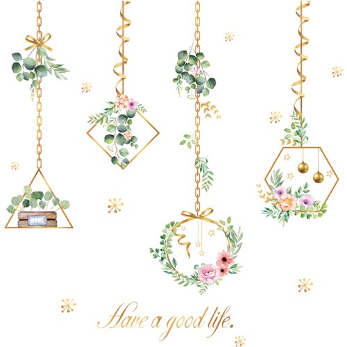 Stickers muraux avec des animaux flamant rose, Stickers en fleurs chlorophylle, pour le salon, la chambre de bébé, pour la décoration pour la maison, DIY bricolage: flower sticker