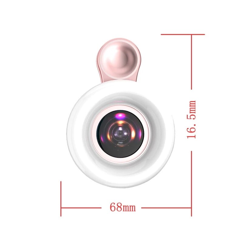 Draagbare Selfie Led Ring Flash Light Voor Wimpers 53 Led Selfie Lamp Lichtgevende Ring Clip 15X Fotografie Telefoon Macro Vullen licht