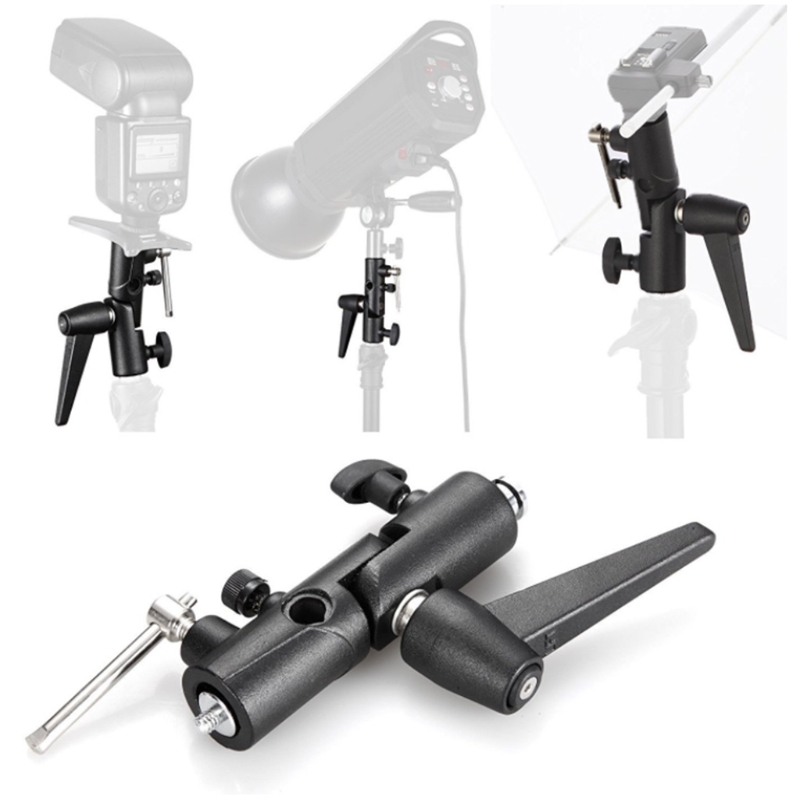 H-Vorm Metalen Paraplu Softbox Holder Flash Bracket Adapter Verstelbare Voor 1/4 &quot;3/8&quot; Lamp Light Stand Mount statief