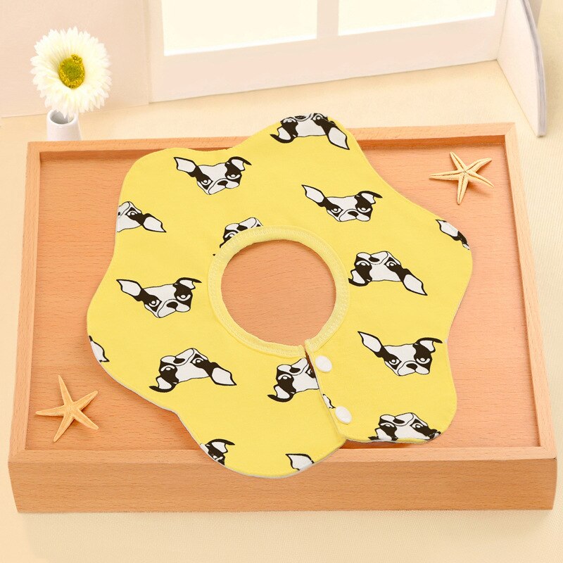 3 Layer Rotating Double Cotton Cartoon Pattern Bibs Baby Feeding Burp Cloths Lovely Flower Style Baby Waterproof Bibs: B