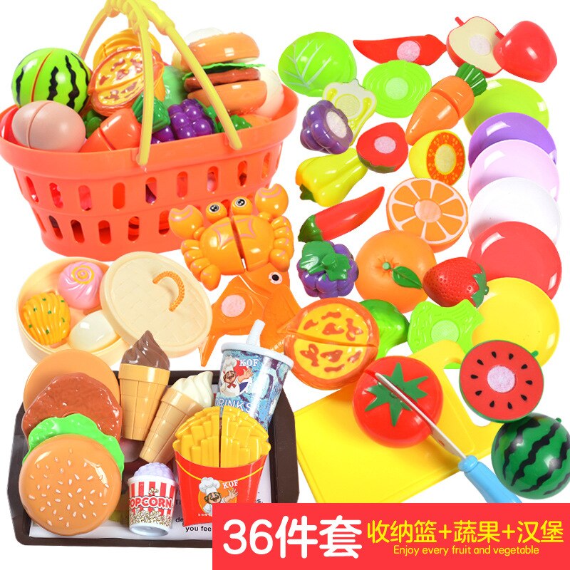 Children's fruits and vegetables cut fruits and toys cut and watched every kitchen toy hamburger set: Veg Fruit Basket 36X