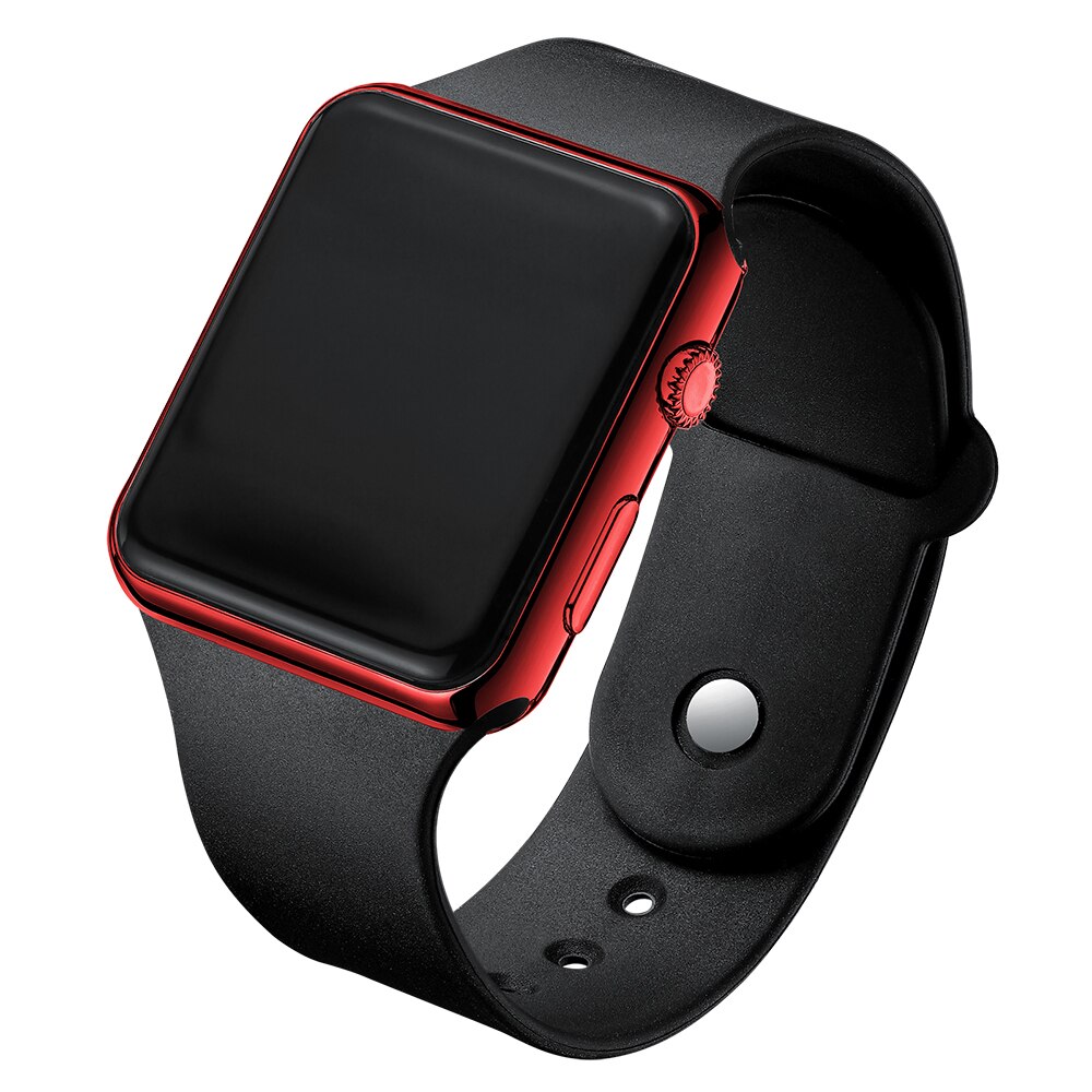 LED Digital Watch Men Reloj hombre Electronic Casual Watch for men Silicone Male watch Montre homme Simple Men Watch: Black Red