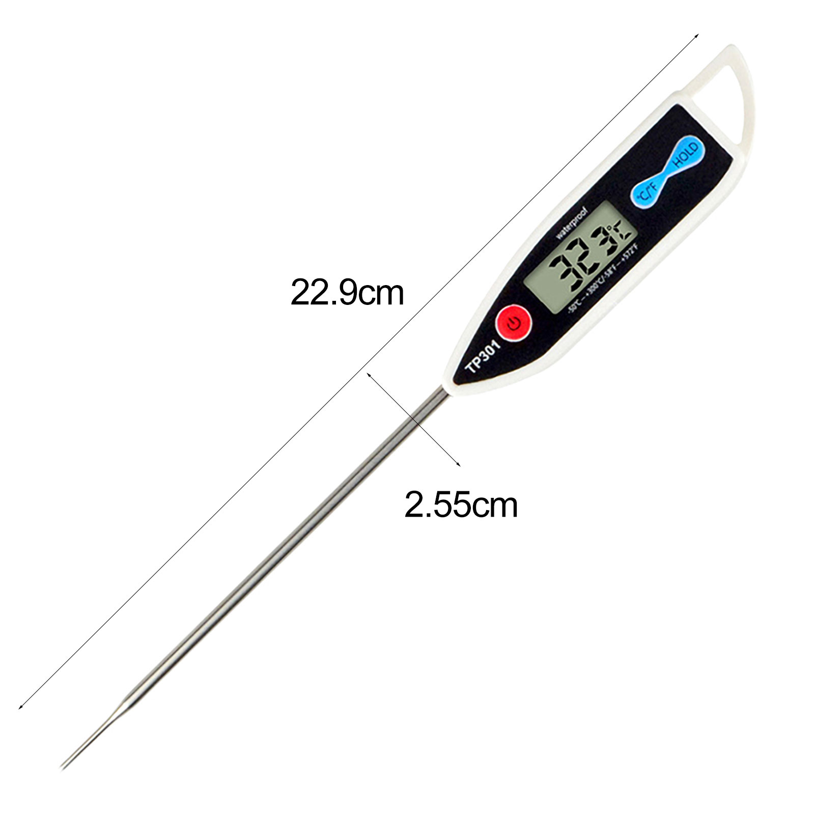 Digitales Lebensmittelthermometer, Grill, Kochen, Fleisch, Messthermometer, Heißwasserthermometer mit Sonde, Küchenwerkzeug: Elfenbein