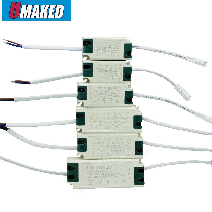 1-36 W Sichere Kunststoff Shell Led-treiber Eingang AC90-265V Licht Transformator Konstante Strom 300mA Netzteil Adapter für led Lampen