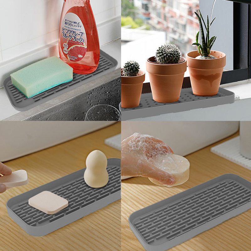 Siliconen Servies Antislip Mat Gootsteen Lade Zeepdispenser Spons Afvoer Pad Droogkussen Pad Opbergen Gootsteen Afvoermat