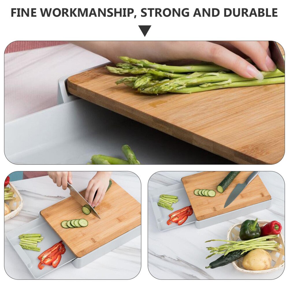 Multifunctional Bamboo Cutting Board Drawer Type Chopping Board Kitchen Tool