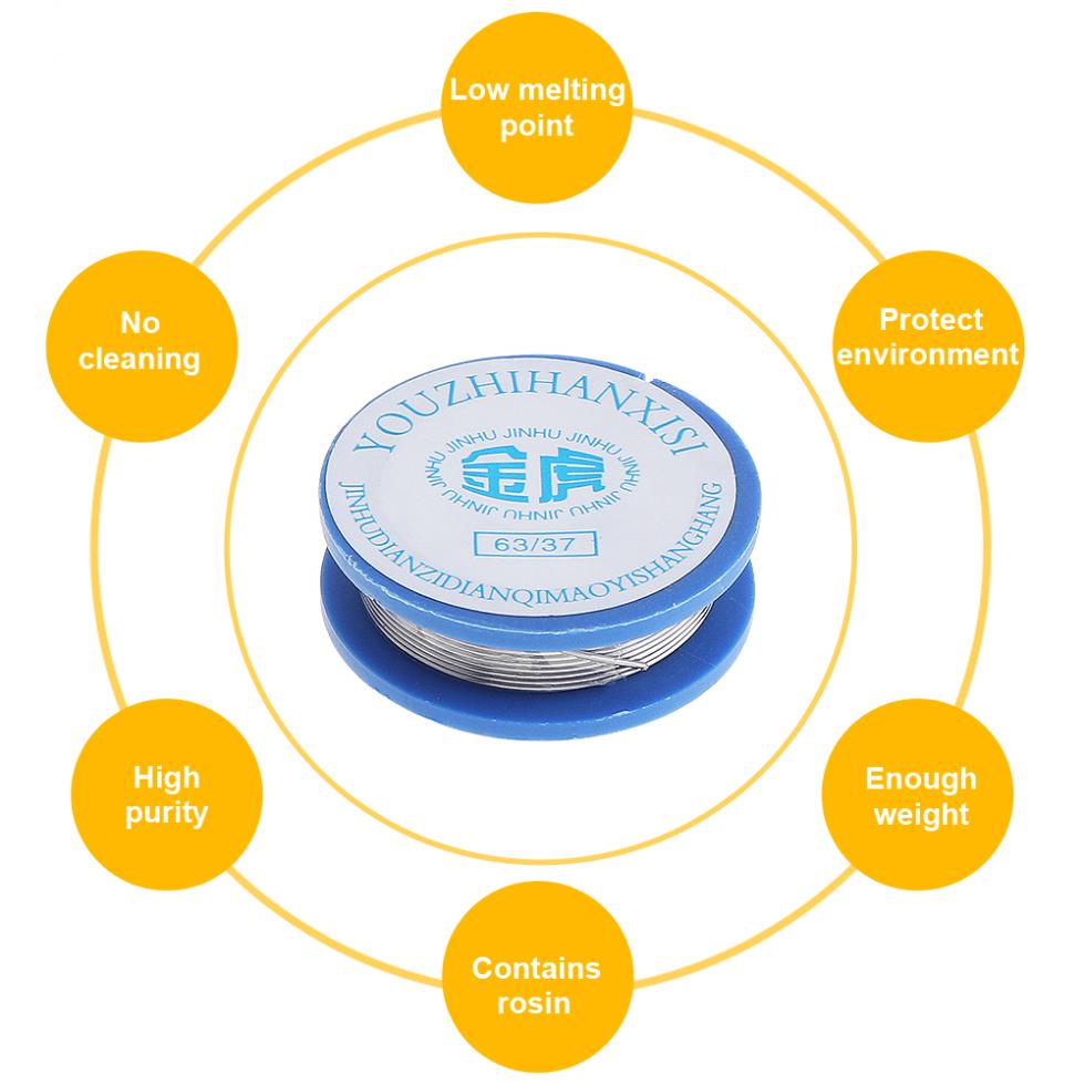 2% Flux 63/37 10g 0.8mm High Purity Rosin Core Solder Wire with Low Melting Point for Electric Soldering Iron