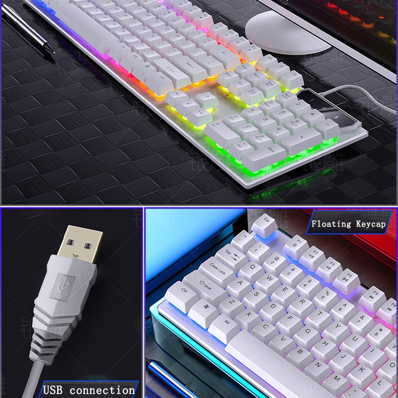 Wired Gamer Keyboard USB Connection Mechanical feel Keyboards Mixed Swich Backlight Gaming Keyboard 104 Keycaps for laptop PC