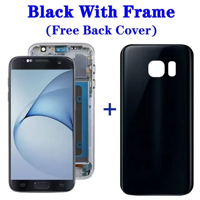 Amoled Burn Shadow LCD For Samsung S7 G930 LCD Display Touch Screen Digitizer Assembly For Samsung G930 G930F LCD With Frame: AQUA