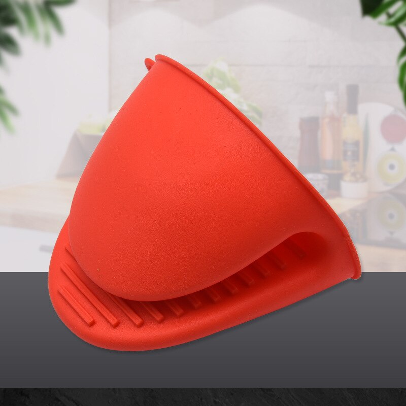 Silicone Kitchen Organizer Isolated Pot Heat Pliers Microwave Oven Gloves Clip Plate 1 PCS Anti-scald Thicken Bbq Gloves: red