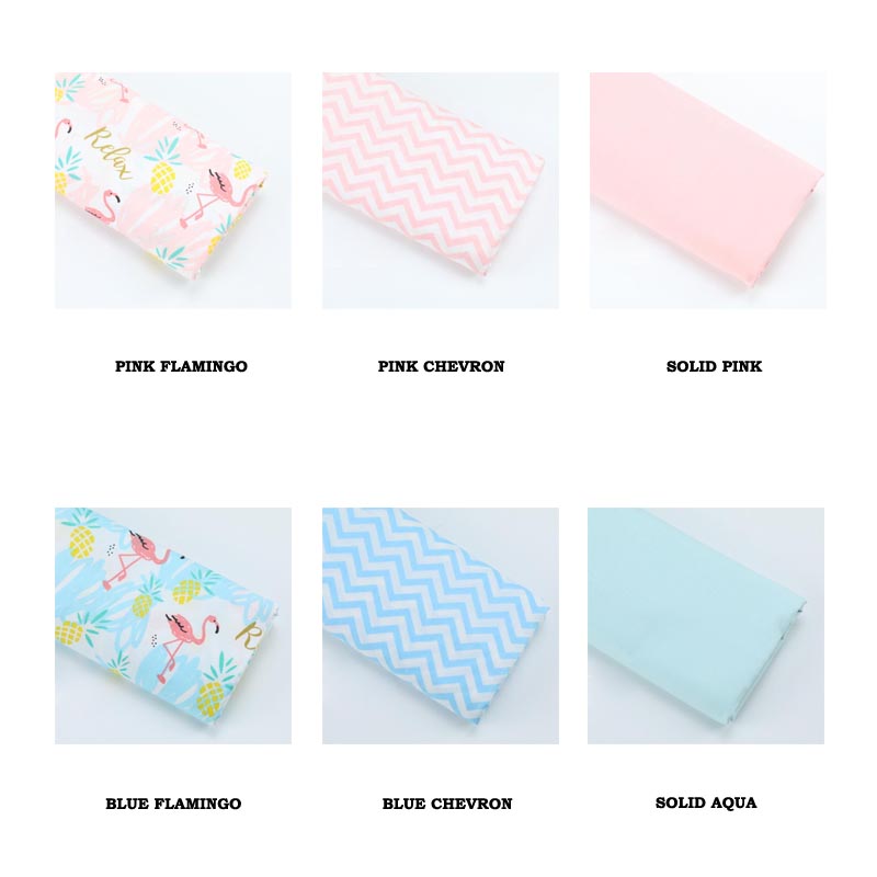 Tissu en coton frais 160CM * 50CM | Tissu à chevron, motif de dessin animé rose bleu, flamand rose ananas, tissu à coudre, bricolage, literie de lit, coussin de berceau