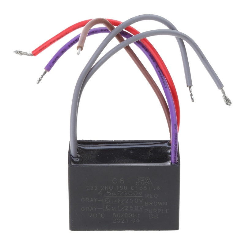 Ceiling Fan Capacitor CBB61 4.5+6+5UF 4.5+6+6UF 5+5+5UF 4+4+2.5UF 4+5+6UF 5 Wire 250V 50/60Hz Motor Running Capacitor: Brown