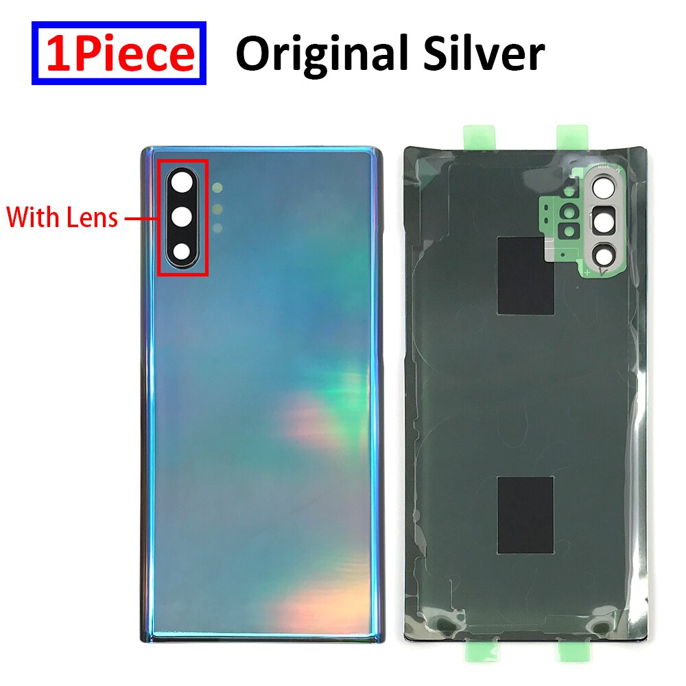 Battery Back Cover Glass Rear Door Replacement Housing STICKER Adhesive For Samsung Galaxy Note 10 Plus: Silver Original