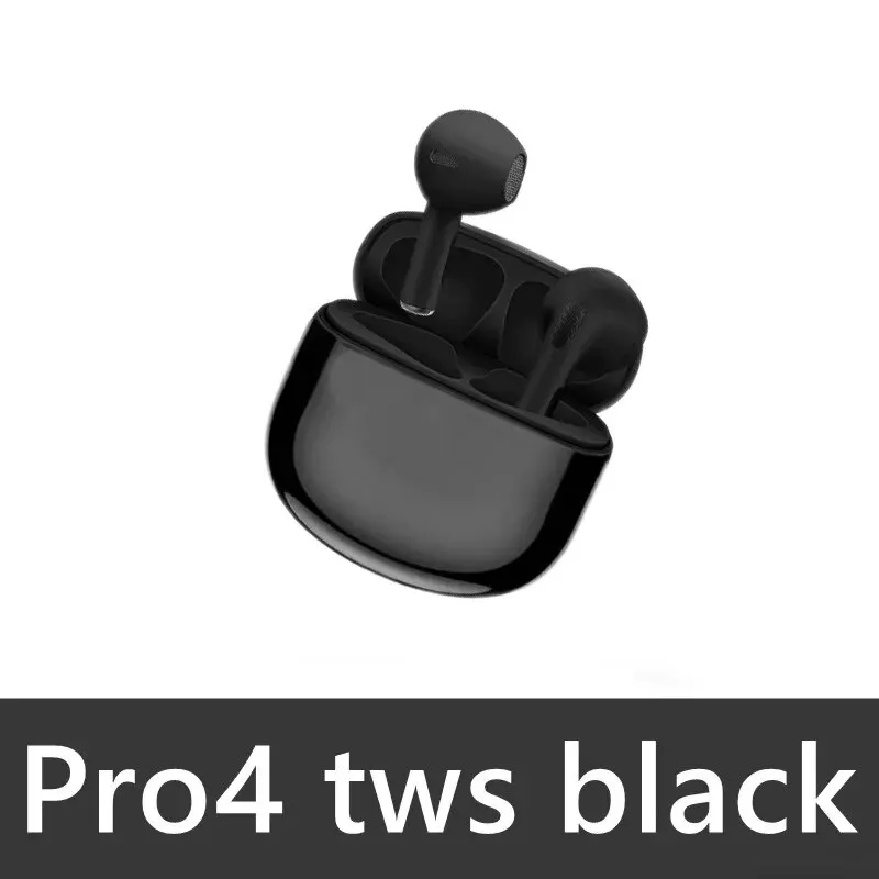 Pro4 TWS Bluetooth Earphone 9D Stereo Wireless Headphone In-Ear HiFi Earbud HandsFree Headset With Microphone For Xiaomi iPhone: black
