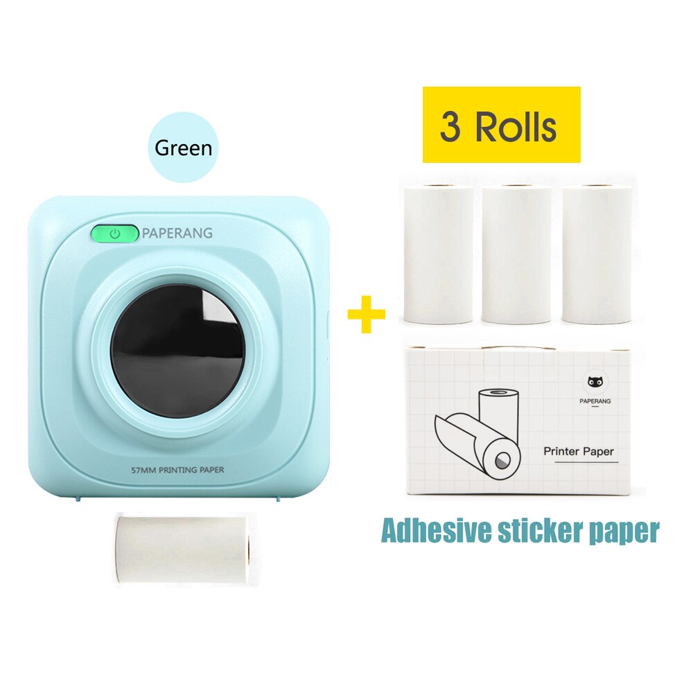 PAPERANG-Impresora térmica de bolsillo P1, dispositivo de impresión portátil, inalámbrica, BT, móvil, 200dpi, para fotos, recibos, notas, etiquetas: GR-3 Rolls Sticker