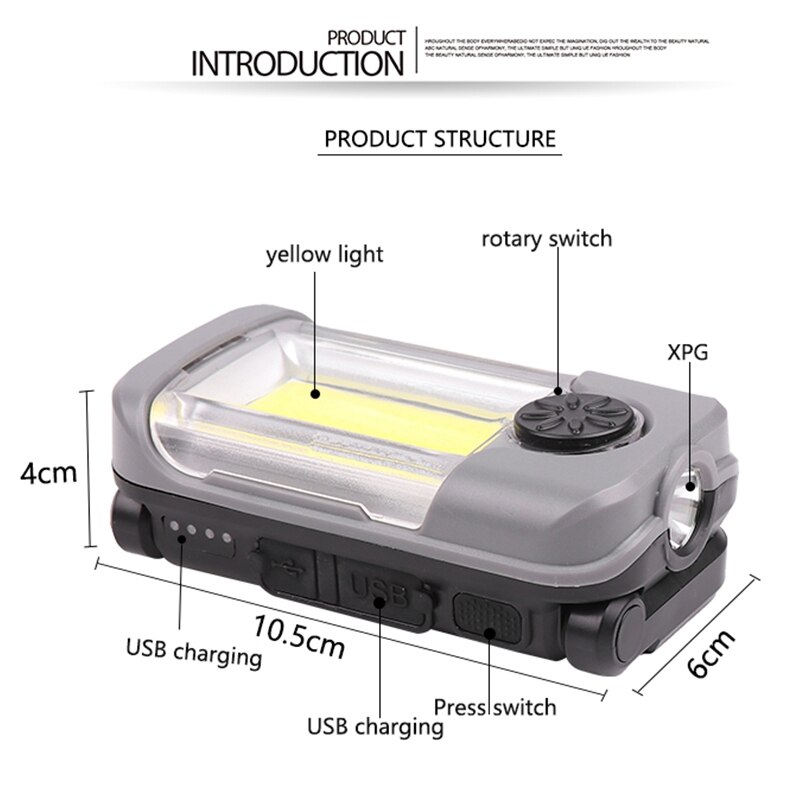 XPG+COB Emergency Work Light Folding netic Flashlight with Built-in Battery USB Work Lamp