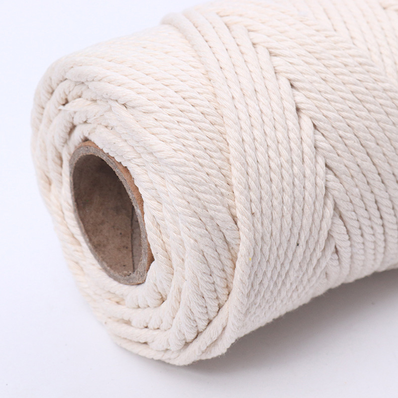 3mm 4mm 5mm 6mm Macrame Rope Natural Beige Cotton Cord Twisted String For DIY Craft Handmade Home Decoration Wedding Accessories